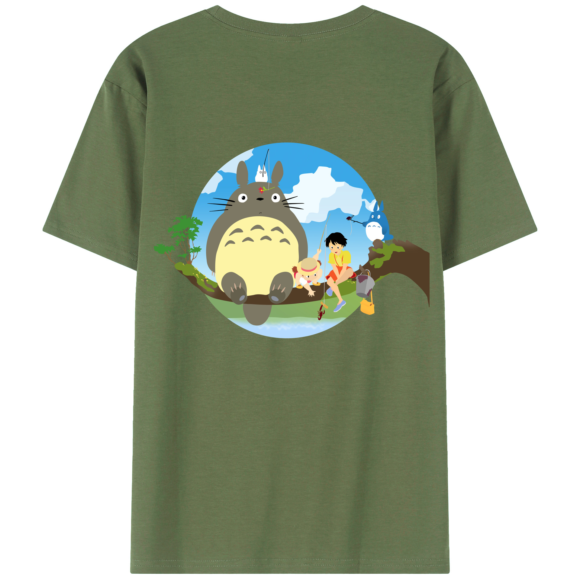 （画像用） となりのトトロ 草壁メイ 草壁サツキ My Neighbor Totoro Satsuki Kusakabe Mei Kusakabe 綿100％ メンズ半袖Tシャツ（バックプリント） 通気性